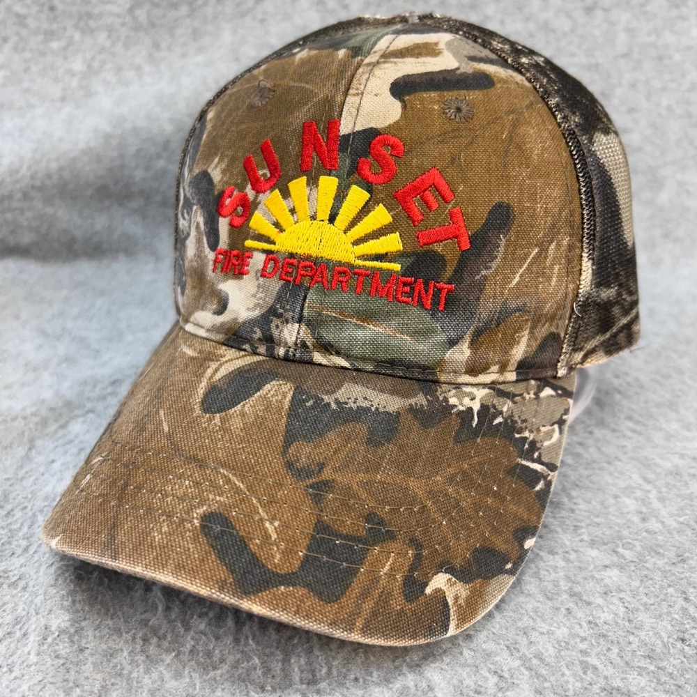 Sunset Fire Department Mens Camo OC Hat Mesh Back Trucker Cap Adjustable OSFM